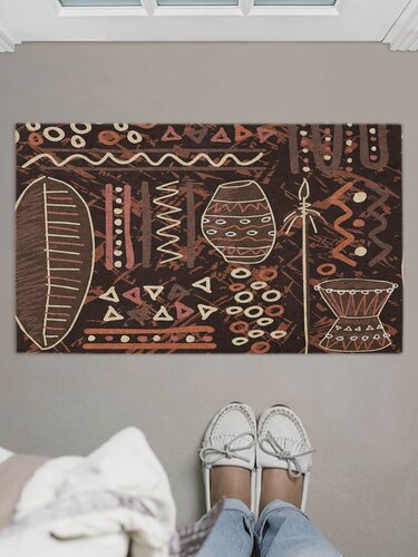 Изображение товара Коврик придверный в прихожую с принтом "Африканские узоры" 45x75 см , JoyArty