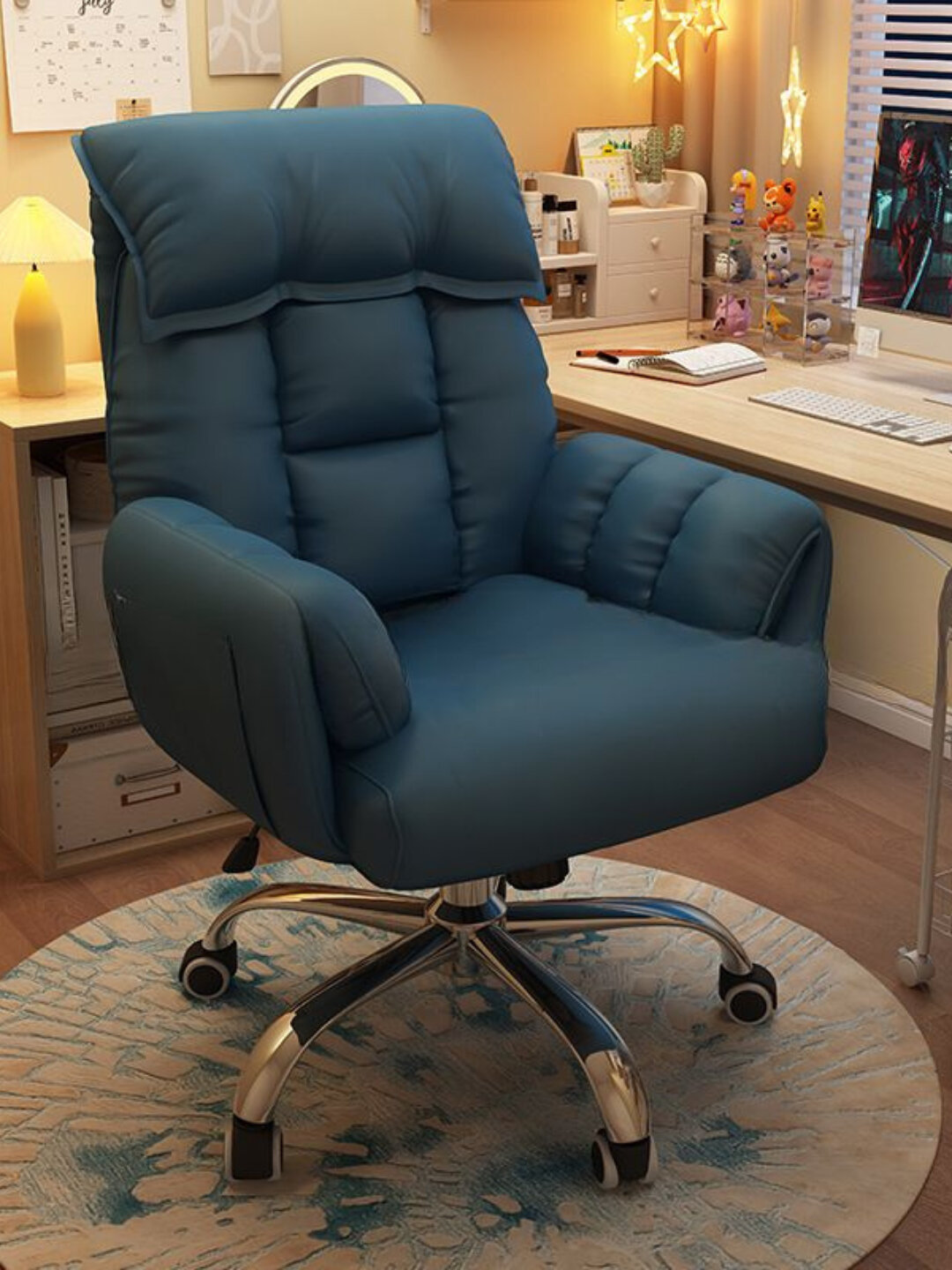 Эргономичное офисное кресло с мягким сиденьем, регулировкой высоты и вращением 360° - Бирюзовый