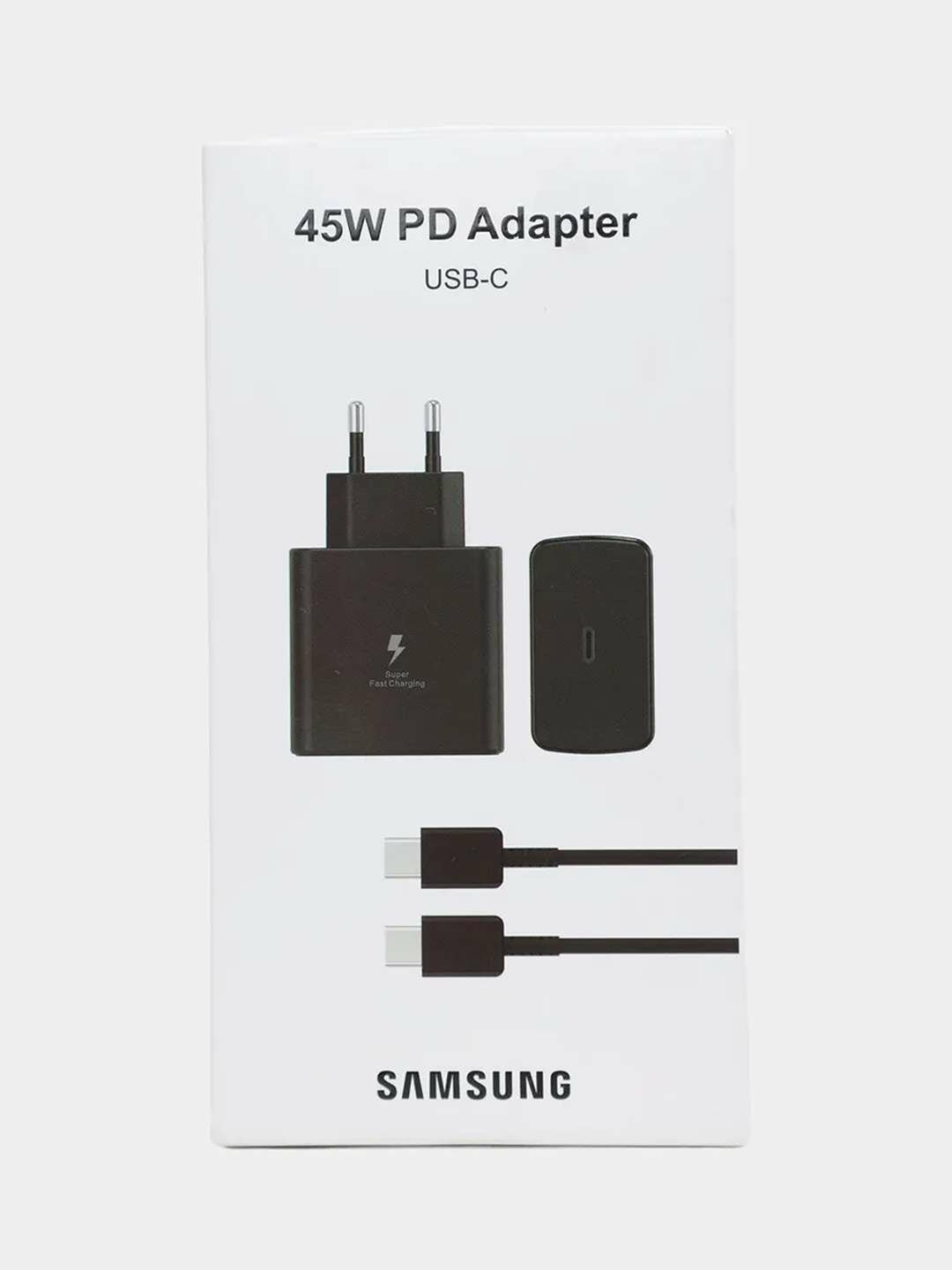 Быстрое зарядное устройство Samsung 45W USB-C с кабелем Type-C, чёрный.
