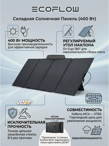 Изображение товара Портативная солнечная панель складная Ecoflow (мощность 400 Вт)