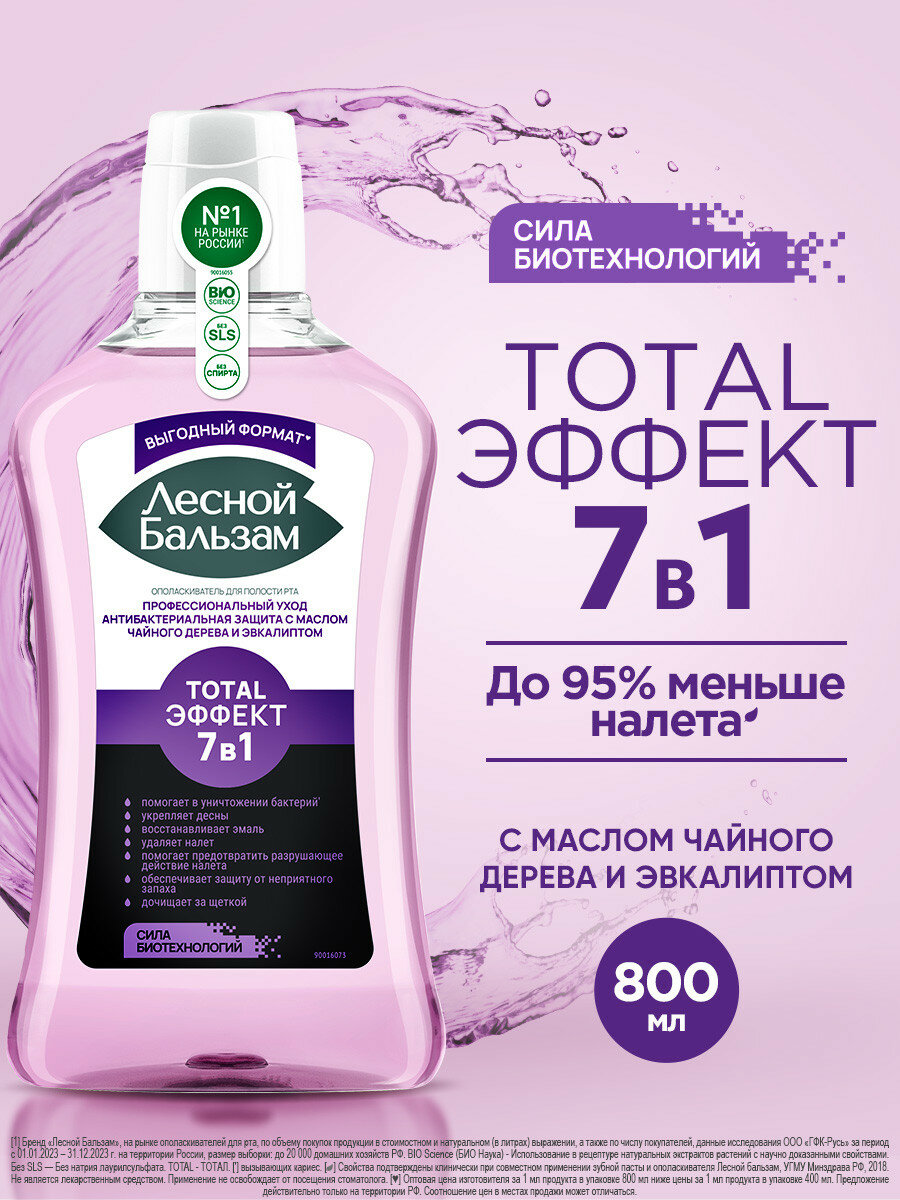 Лесной бальзам ополаскиватель для полости рта с маслом чайного дерева и эвкалиптом