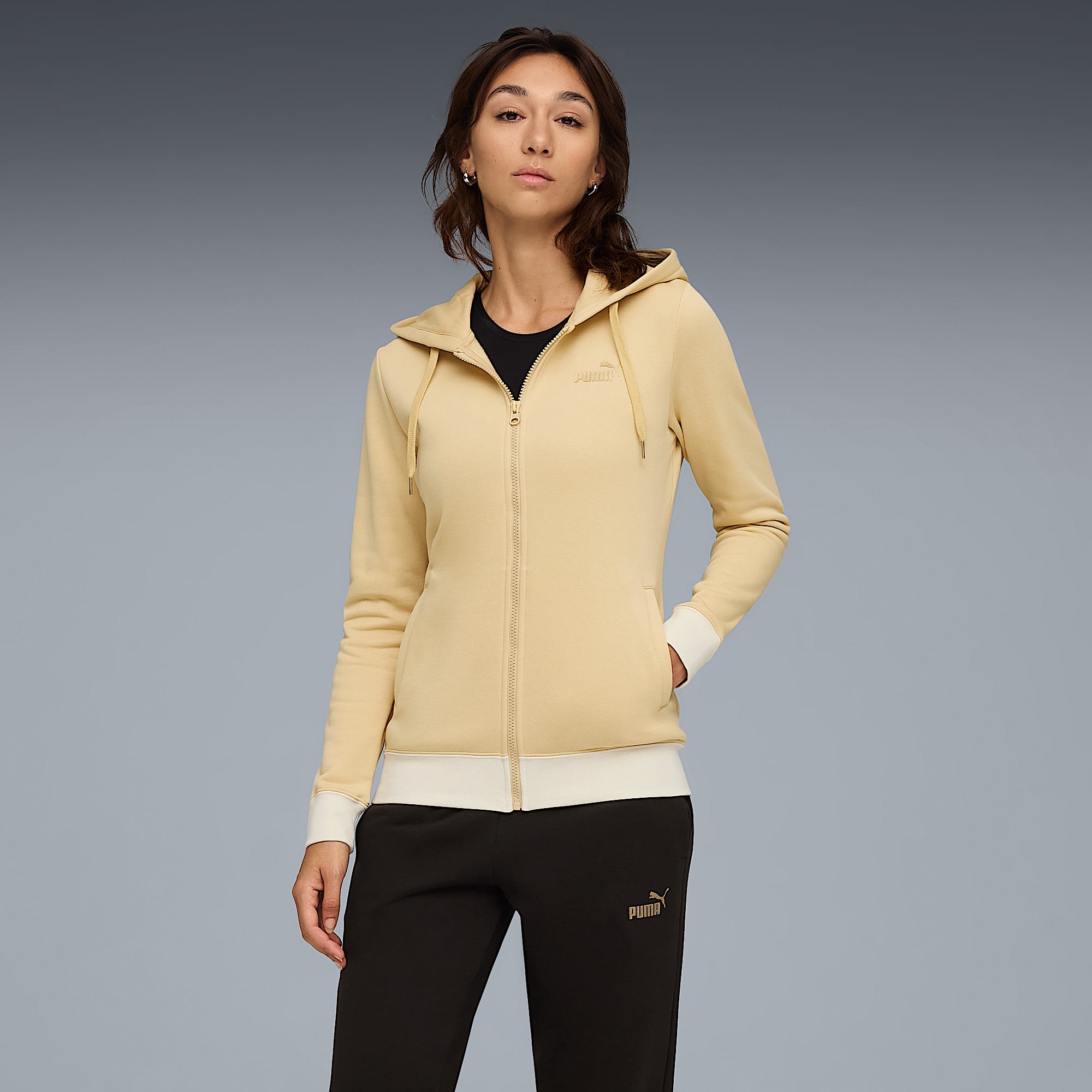 Костюм спортивный PUMA Metallic Hooded Sweat Suit FL, размер XS, бежевый — фото 1
