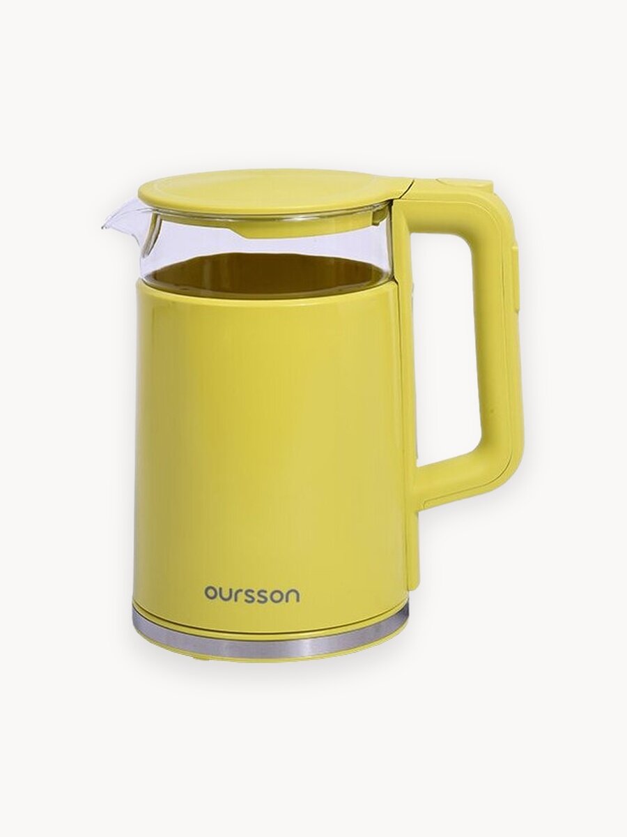 Электрический стеклянный чайник Oursson EK1733WD/GA пластик/стекло, 1,7 л, 2200Вт, 5 режимов, зеленое яблоко