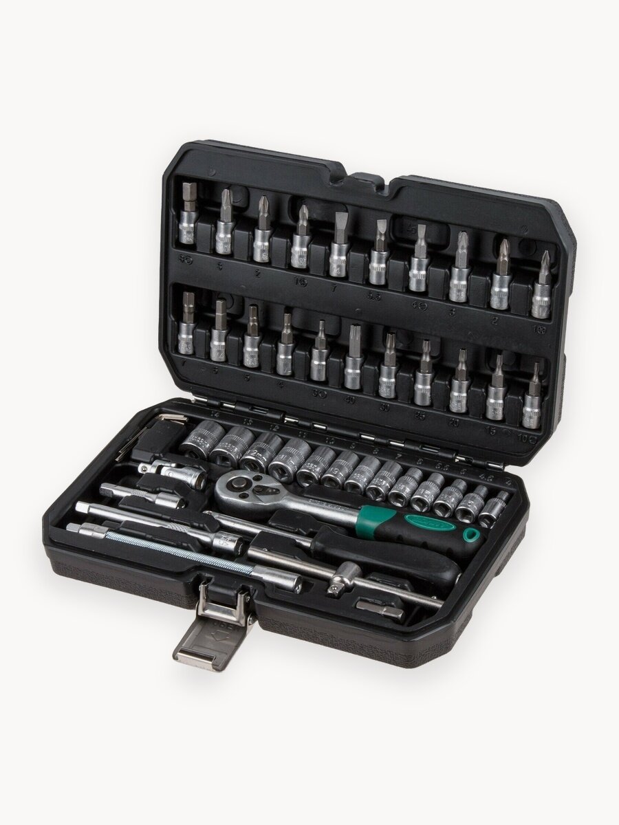 Набор инструментов 1/4" 6 граней 46 предметов в кейсе волат (18550-46)