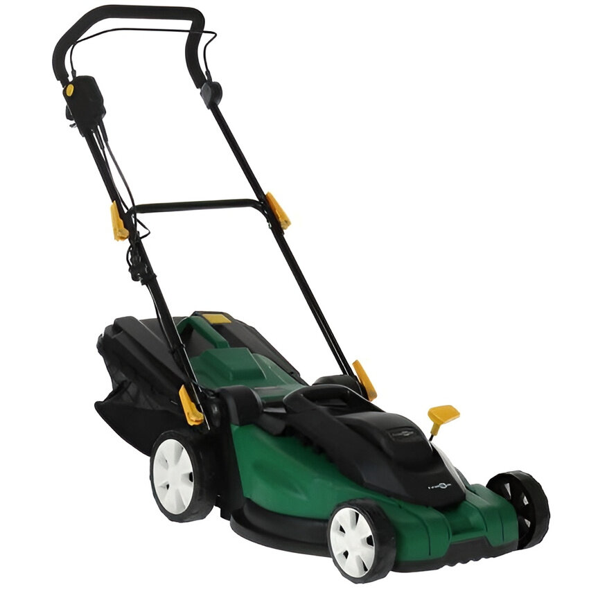 Газонокосилка электрическая FinePower GRL200-43, травосборник 45л, функция мульчирование, зеленая