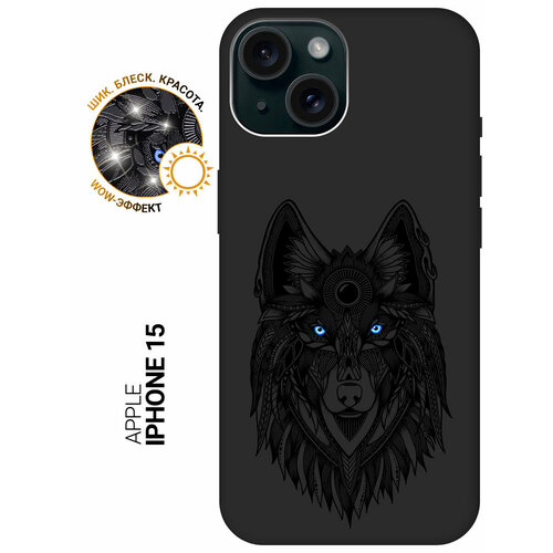 фото Силиконовый чехол на apple iphone 15 / эпл айфон 15 с рисунком "grand wolf" soft touch черный slvgo