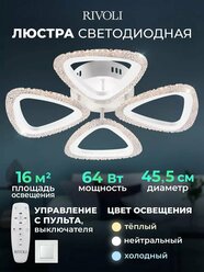 Люстра потолочная светодиодная Rivoli Alicia 6093-105 с пультом ДУ, модерн 64Вт, 2800-6300К