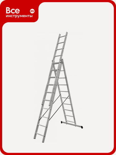 Изображение товара Трехсекционная лестница 10 ступеней Gigant L-03 3х10 алюминиевый бытовой тип безрегулируемой опоры