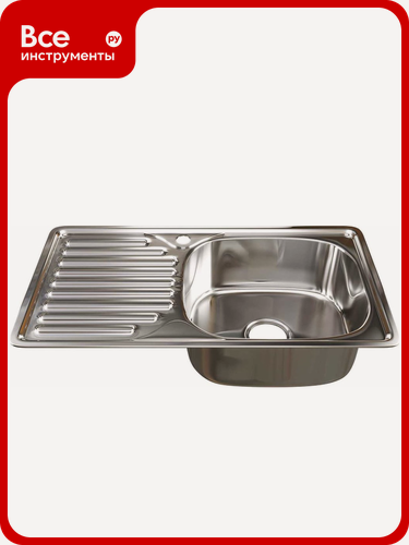 Изображение товара Врезная мойка mixline 42х76х18 см, 0.8, правый выпуск 3 1/2, с сифоном