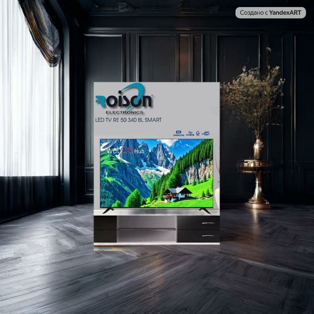 Телевизор Roison RE50340BL, 4К, голосовой помощник Google Assistant, ОС WebOS