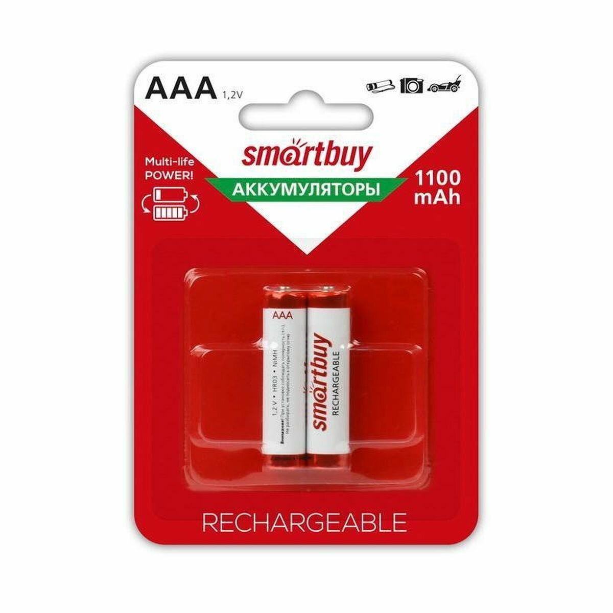 Аккумулятор SmartBuy AAA (1.2 В, 1100 mAh) NiMH (блистер, 2шт.) (SBBR-3A02BL1100)
