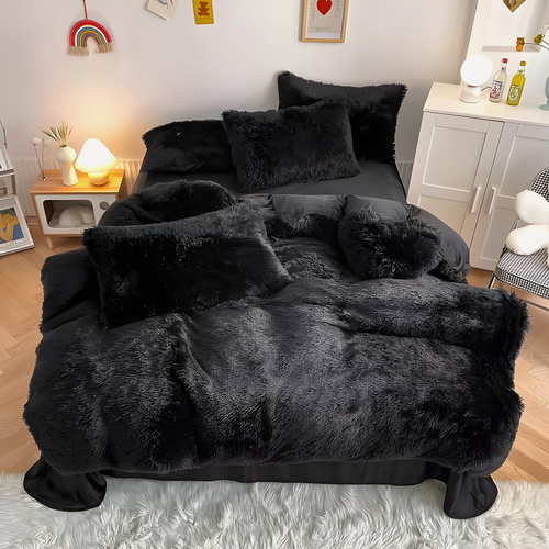 Изображение товара Искусственный мех, мягкое постельное белье, стеганое одеяло, пододеяльник, наволочка, комплект из четырех предметов