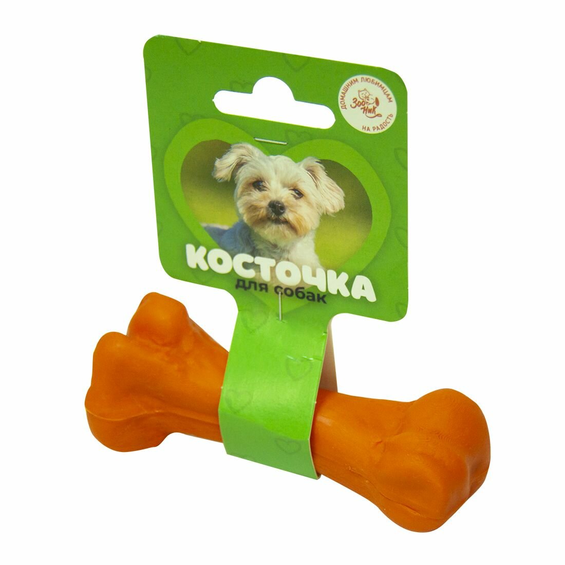 Игрушка для собак Зооник "Литая кость" для здоровья зубов оранжевая 11 см