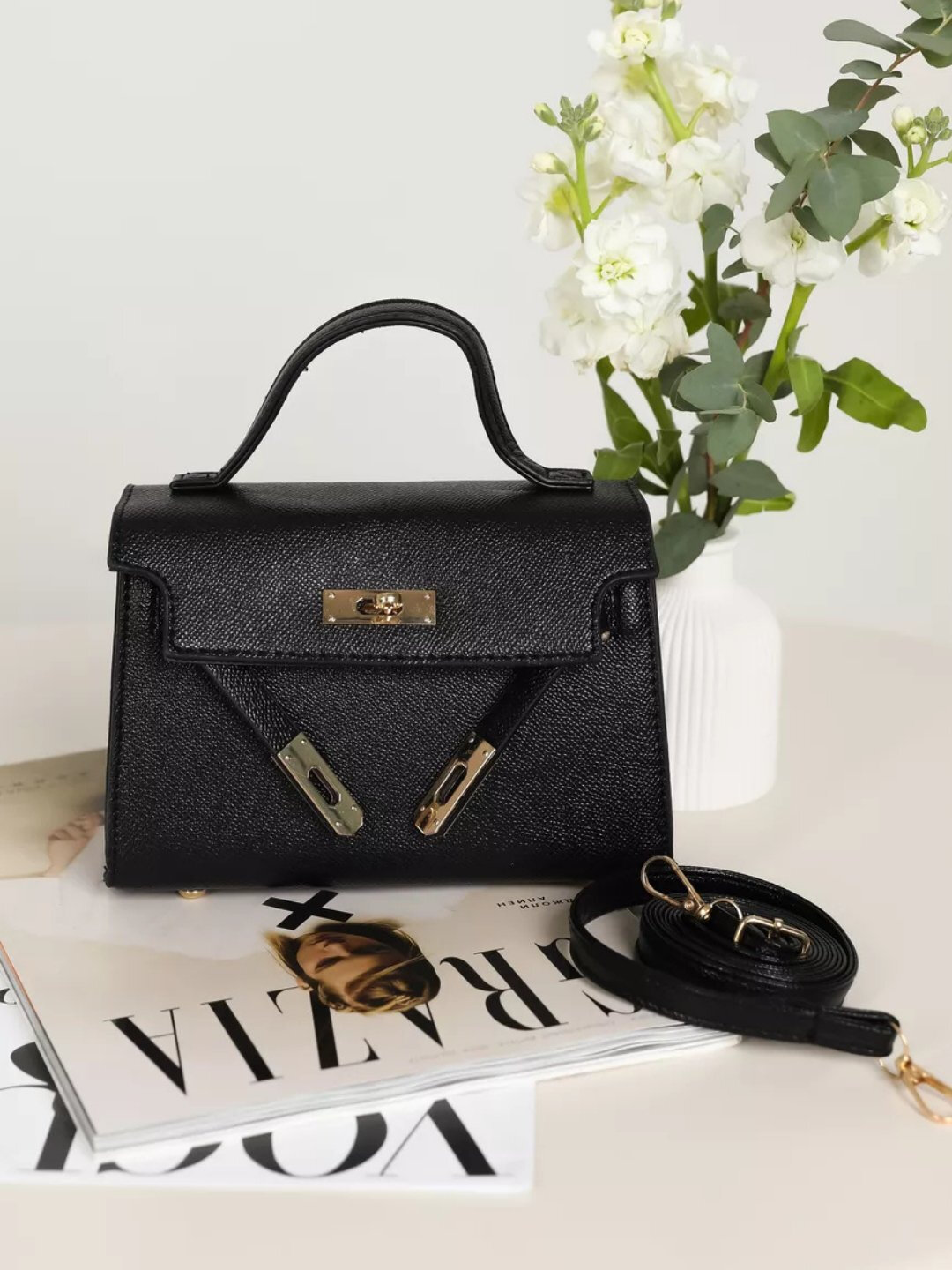 Сумка  Мини-сумка Hermes Kelly Style, черный — фото 1