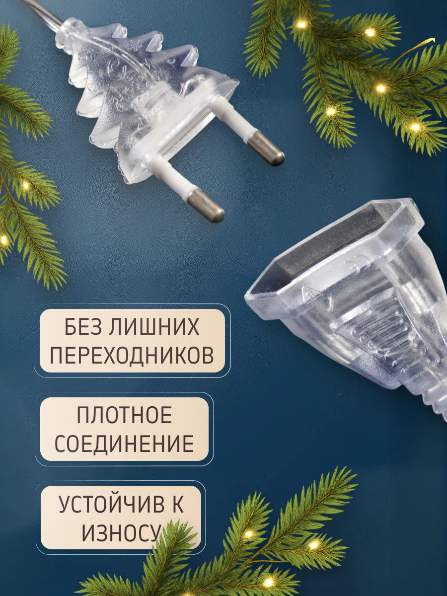 Удлинитель для комнатных гирлянд, 1.5 м, прозрачная нить, УМС-вилка — фото 1