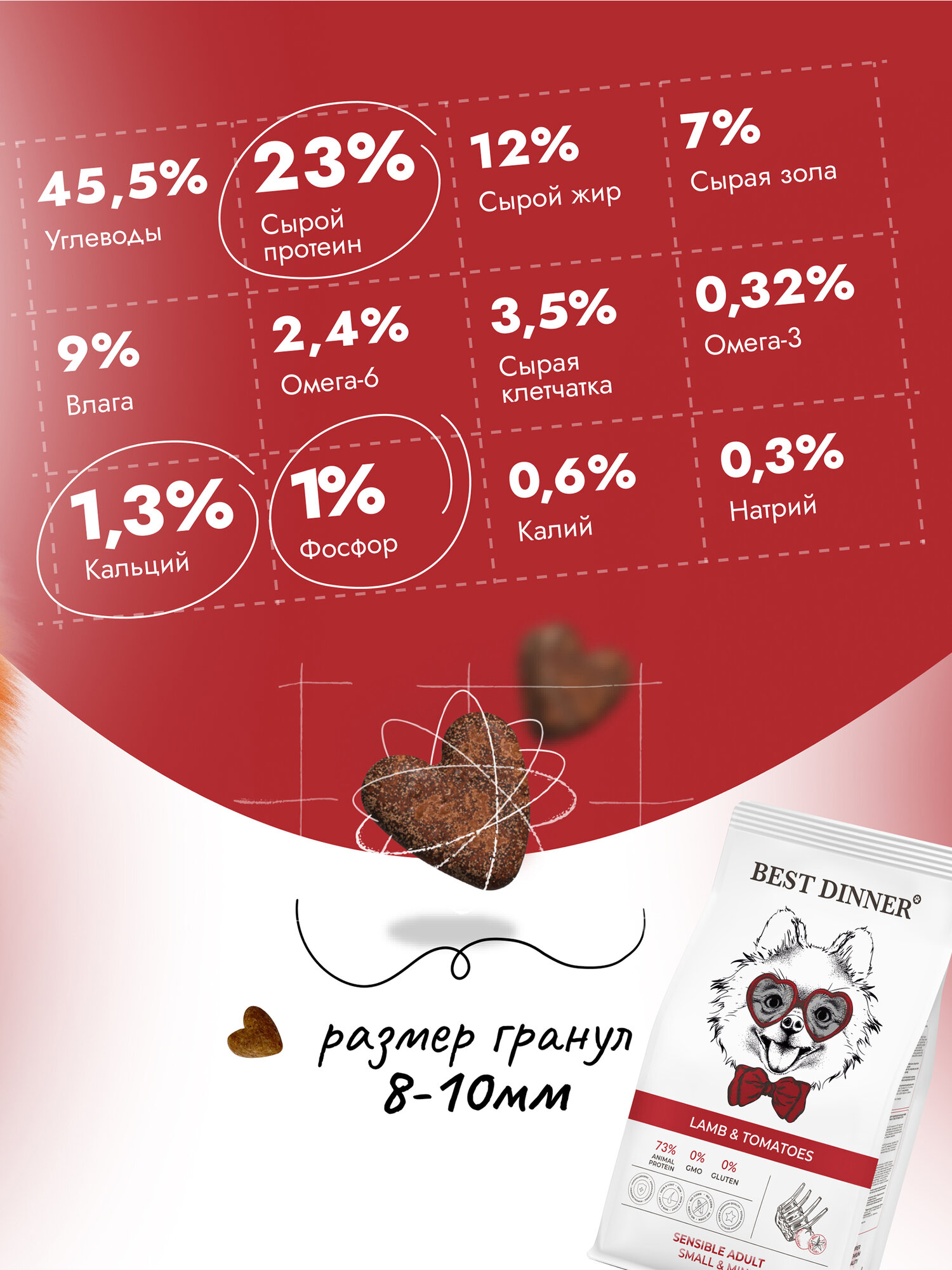 Корм сухой для собак мелких, мини, карликовых пород супер премиум класса с ягненком и томатами при чувствительном пищеварении, 3 кг Best Dinner (Бест Диннер) — фото 1