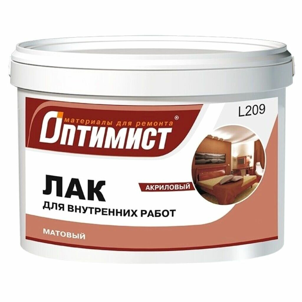 Лак Оптимист  L209  матовый  полиакриловый  для внутренних и наружных работ  1 кг