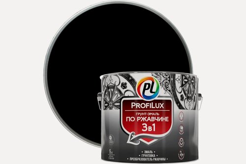 Изображение товара Profilux / Профилюкс Грунт эмаль по ржавчине 3 в 1 чёрная 5 кг