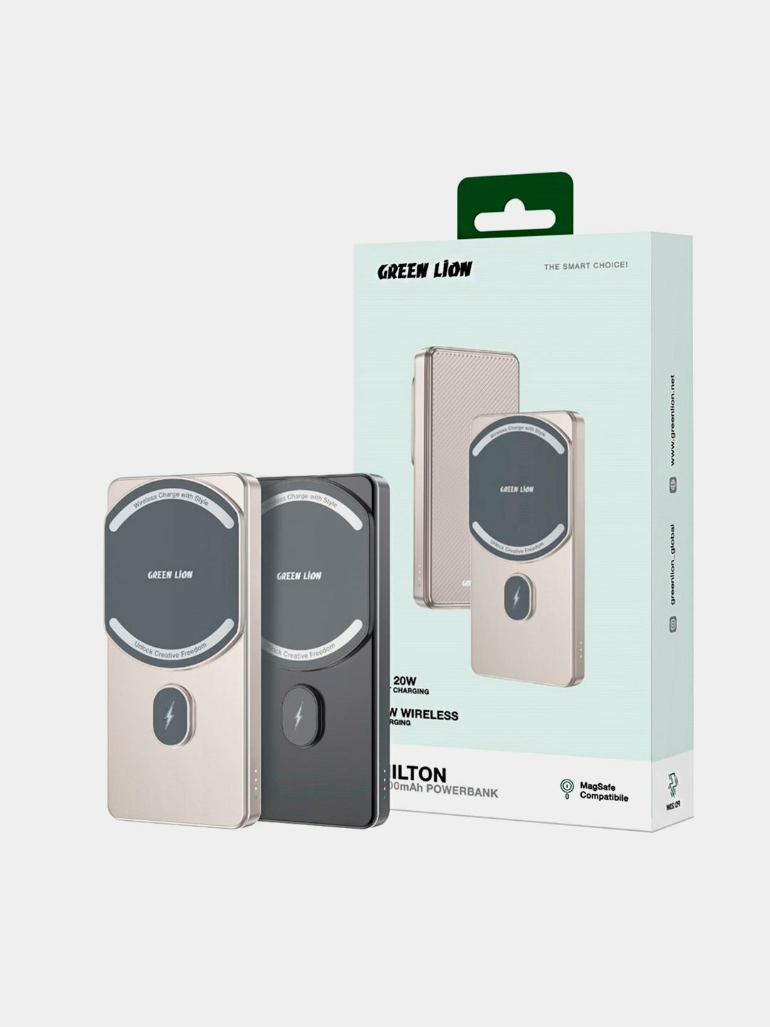 Портативный аккумулятор GREEN LION "Milton", 10000mAh, ABS-пластик, MagSafe