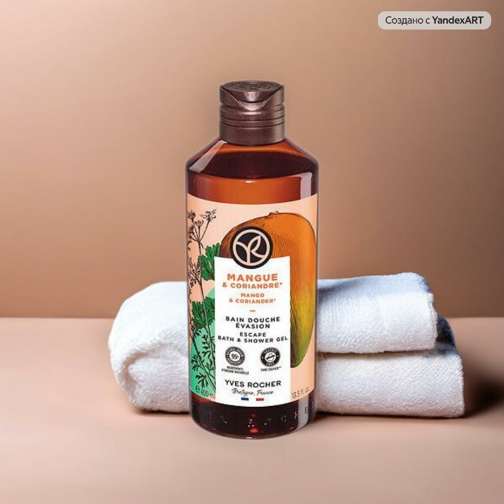 Гель для душа Yves Rocher "Манго и Кориандр", увлажняющий, без сульфатов, 400мл