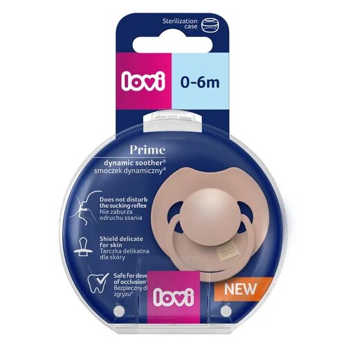 LOVI Prime Пустышка силиконовая динамическая 0-6m 1 шт. Blush