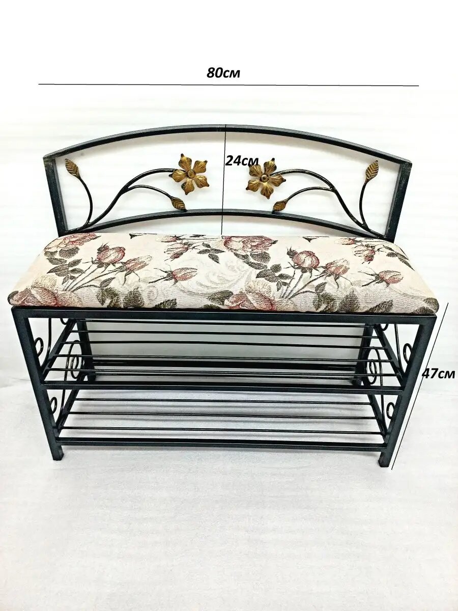 Кованая банкетка №04, Студия кованой мебели Нива, цвет розовая платина — фото 1