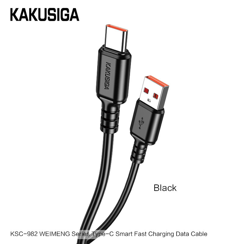 Кабель USB Type-C KAKUSIGA KSC-982, черный, для зарядки и данных