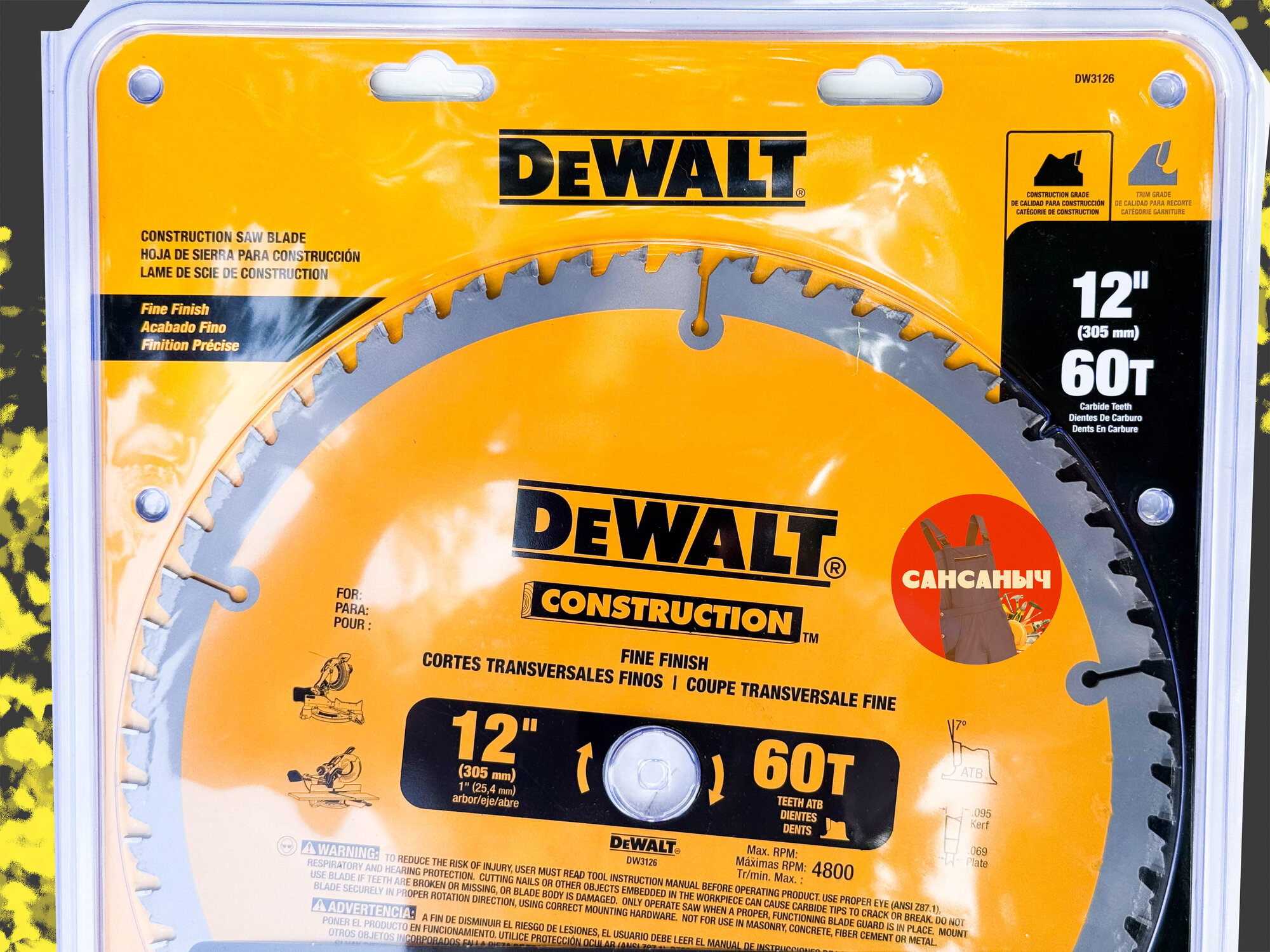 Диск пильный по дереву DEWALT CONSTRUCTION DW3126 305х25.4мм 60 зуб. — фото 1