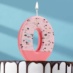 Свеча для торта "Мозаика", цифра 0, розовый, цвет: розовый, форма свечи: цифры