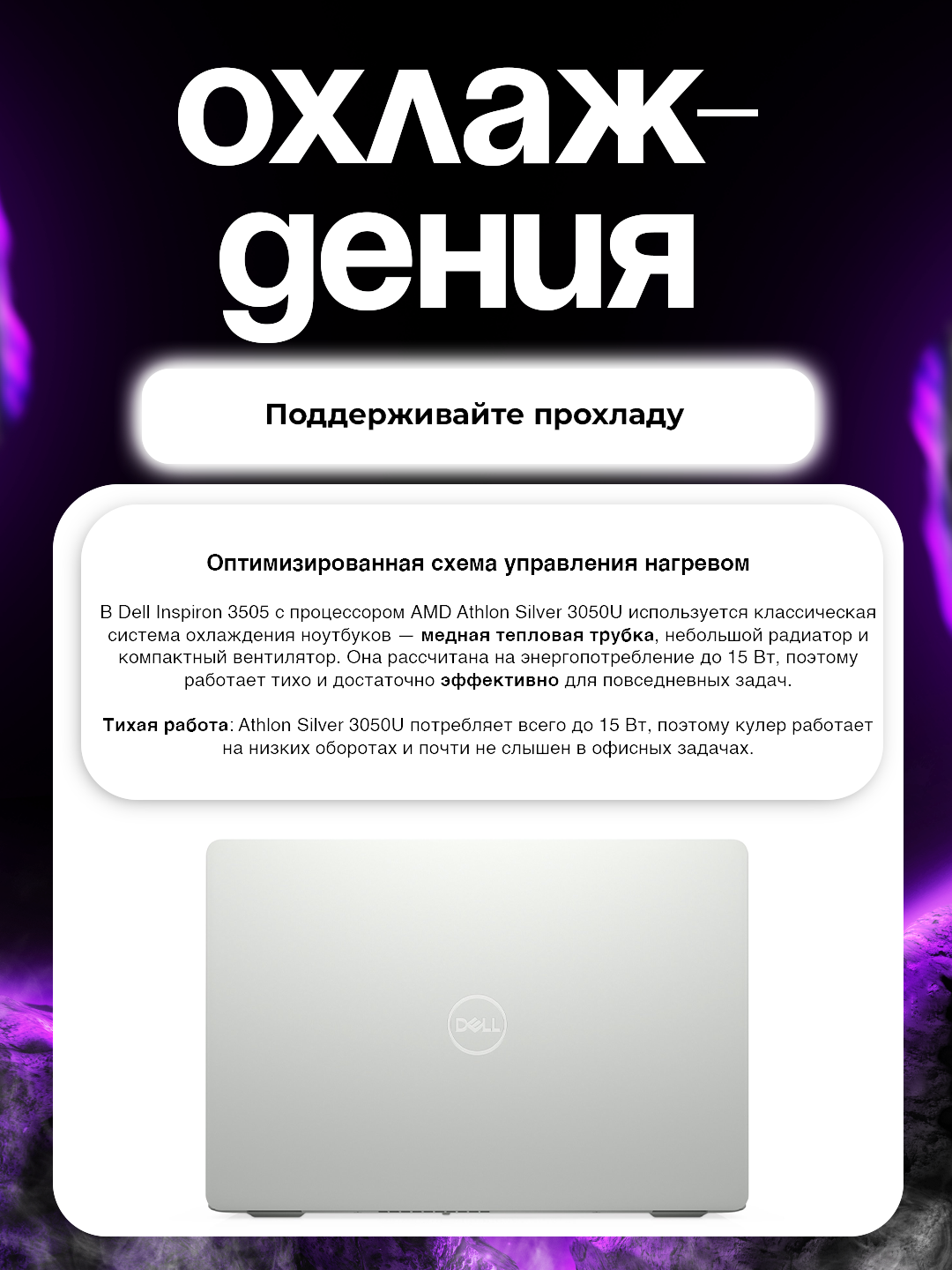 Ноутбук Dell Inspiron 3505 PREMIUM, AMD Athlon 3050U, 16GB DDR4, 512GB SSD, Windows 11 PRO — фото 1