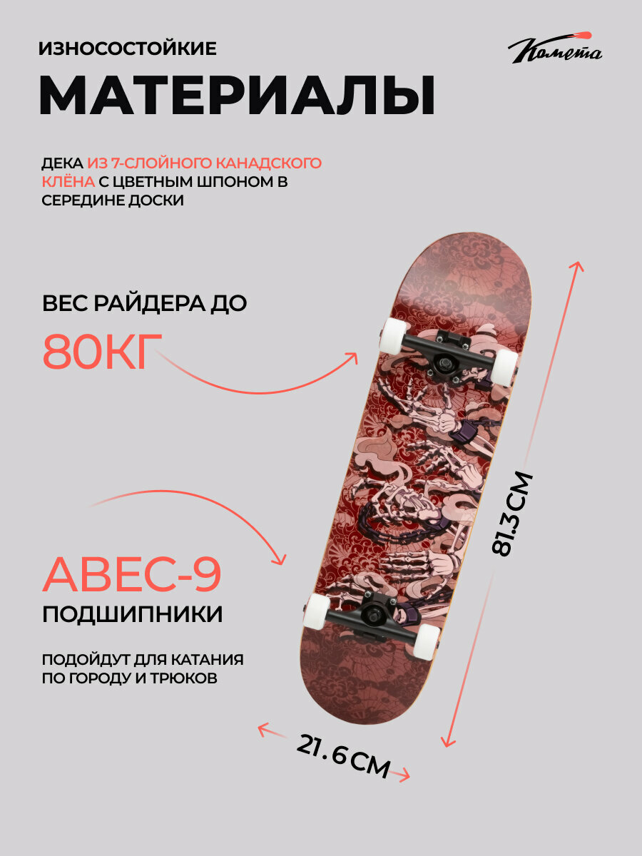 Картинки Скейтборд Комета / Костяшки ключ в подарок (32"*8.5")