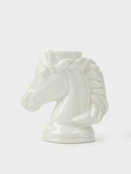 Подсвечник, 9 см, для тонкой свечи, керамика, молочный, Голова коня, Horse white