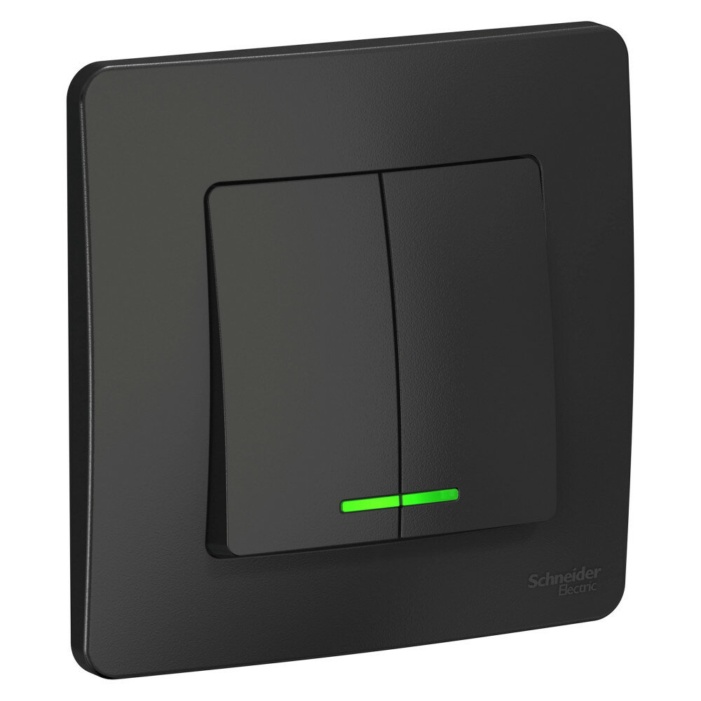 Выключатель 2 СП 10А с подсв. cх.5 SE Blanca антрацит