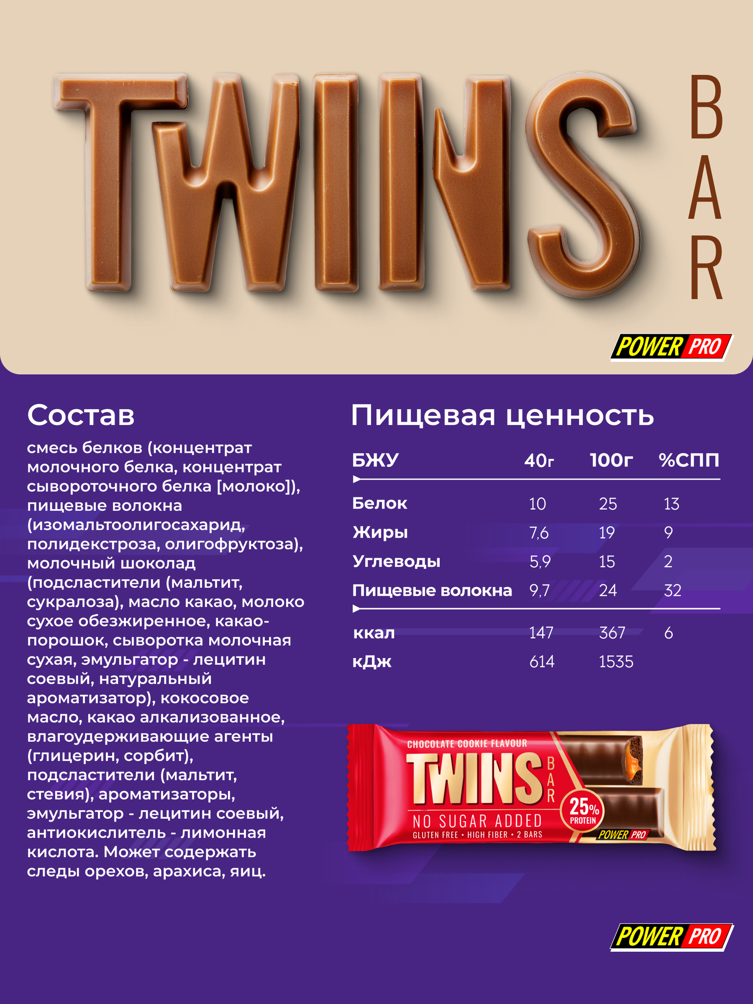 Протеиновые батончики без сахара TWINS BAR ассорти, 12 шт — фото 1
