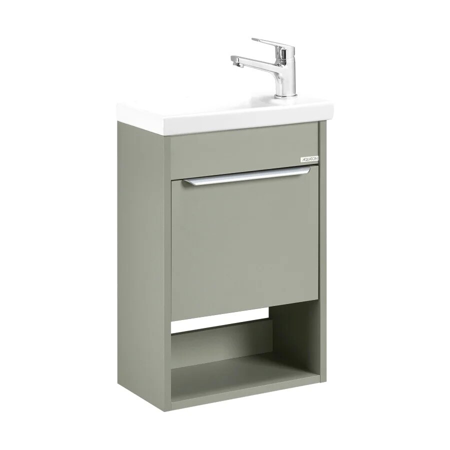 Тумба с раковиной AQUATON Хоуп 40 подвесная  1 ящик  хаки