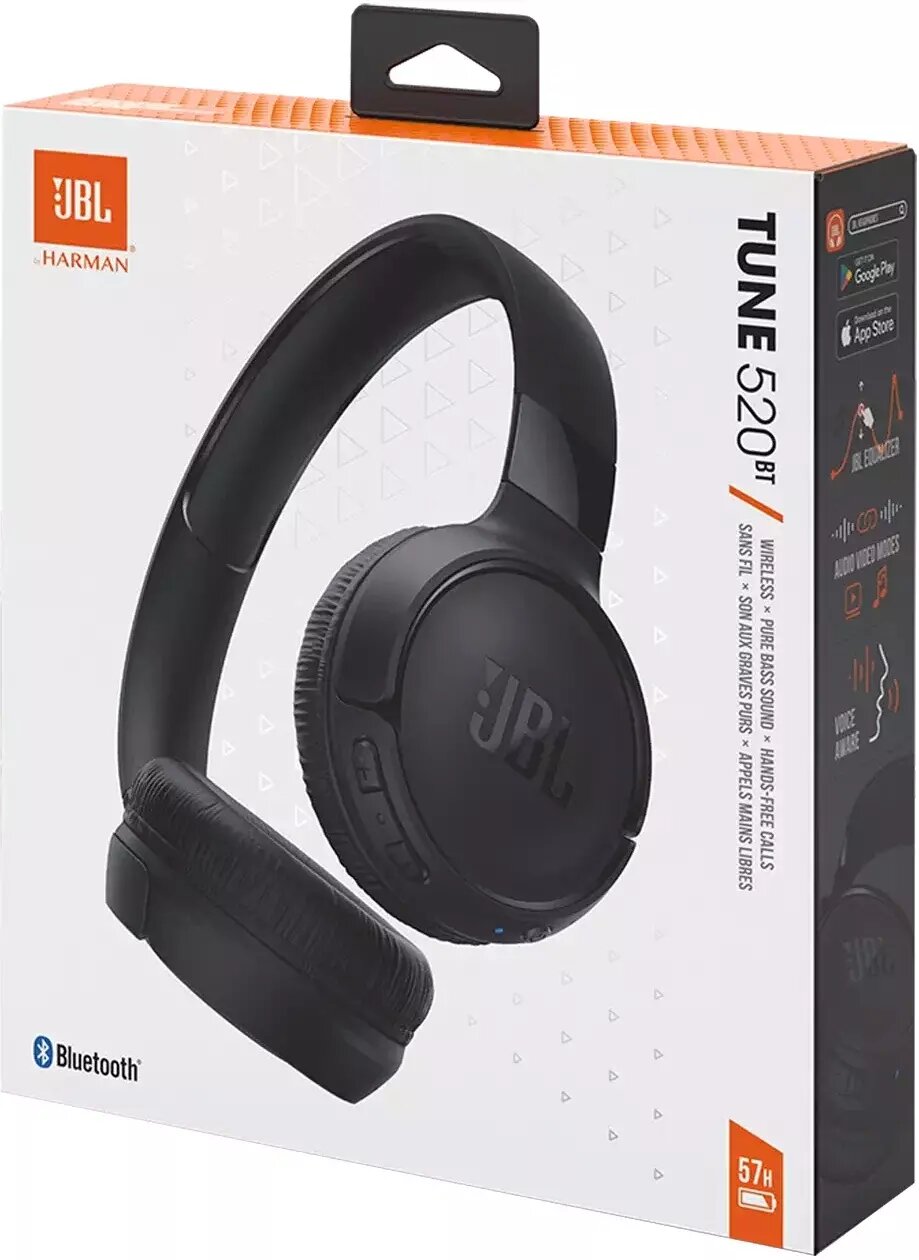 Наушники JBL Tune 520BT, беспроводные, Bluetooth, с микрофоном, до 57 ч работы