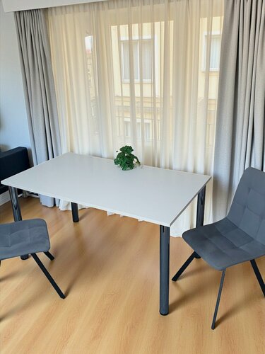 Изображение товара Стол обеденный/ цвет столешницы Белый, 130*80 см. Ножки хром.