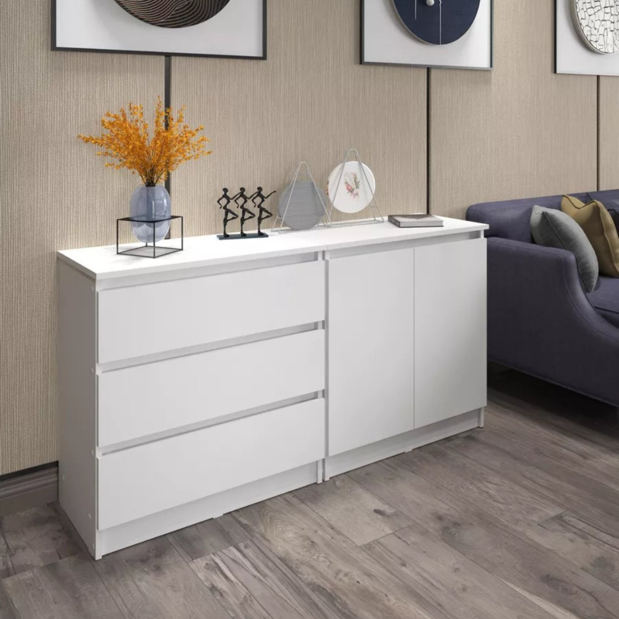 Комод Martin, для вещей, с ящиками, ЛДСП, белый, 110х71х33 см