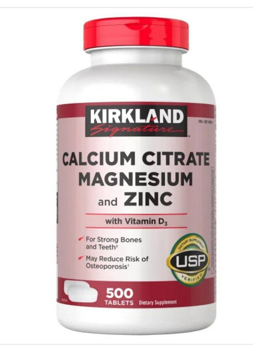 Кальций, магний, цинк, с витамин D3 Kirkland, 500 таблеток, Америка