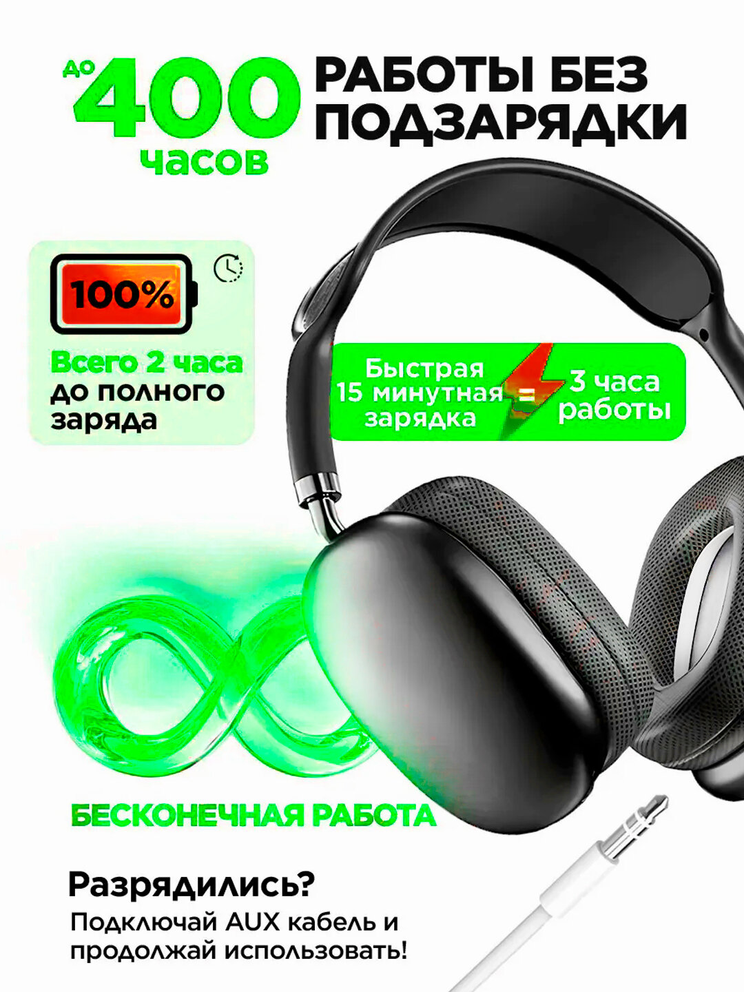 Наушники BANDI i12, беспроводные, с RGB-подсветкой, с L-образным разъемом