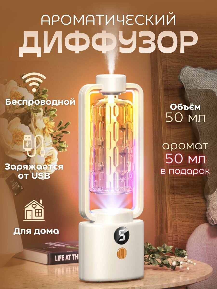 Умный аромадиффузор для дома и офиса, до 60 дней работы в комплекте сам диффузор и один аромат 50 мл в бонус