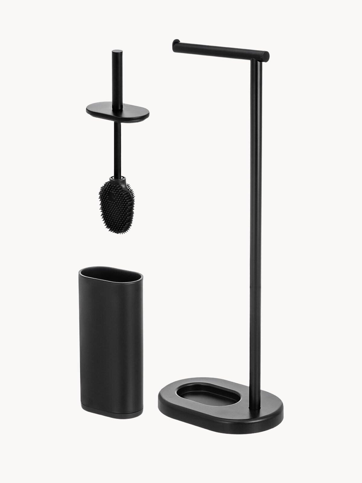 Подставка для туалетной бумаги с ершиком 23,5х15,5х68 см EL Casa Черная, металл/пластик