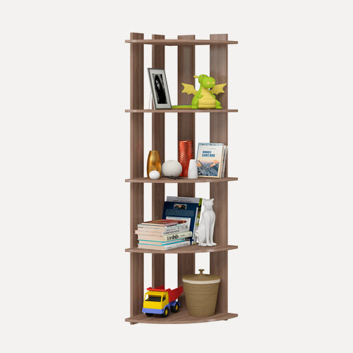 Изображение товара Стеллаж-этажерка угловой (ширина*глубина*высота: 42х42х180 см) цвет: Ясень шимо темный