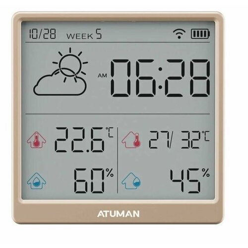 Датчик температуры и влажности AtuMan Intelligent Temperature and Humidity Clock TH3 White 2376₽