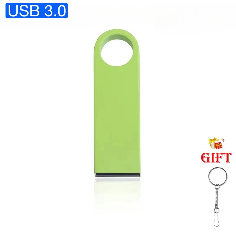 Металлический брелок для ключей USB3.0 Флэш-накопитель Металлический флэш-накопитель 128 ГБ 64 ГБ 32 ГБ 16 ГБ 8 ГБ Флэш-накопитель Водонепроницаемая память USB-накопитель Высокая скорость, Светло-Зеленый, 16 Гб