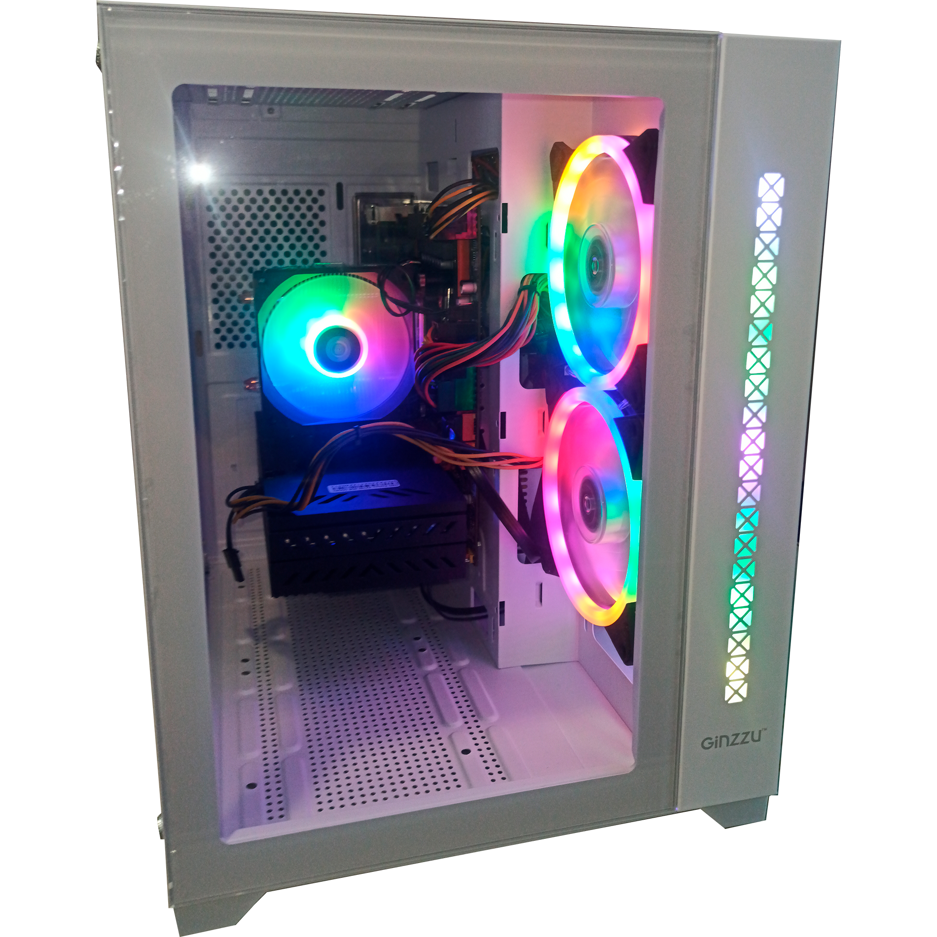 Игровой ПК, 24 ядра, INTEL E5 -2650v4, Видеокарта RX 580 8gb, оперативная память DDR4 16gb, SSD256gb, "АКВАРИУМ", белый — фото 1