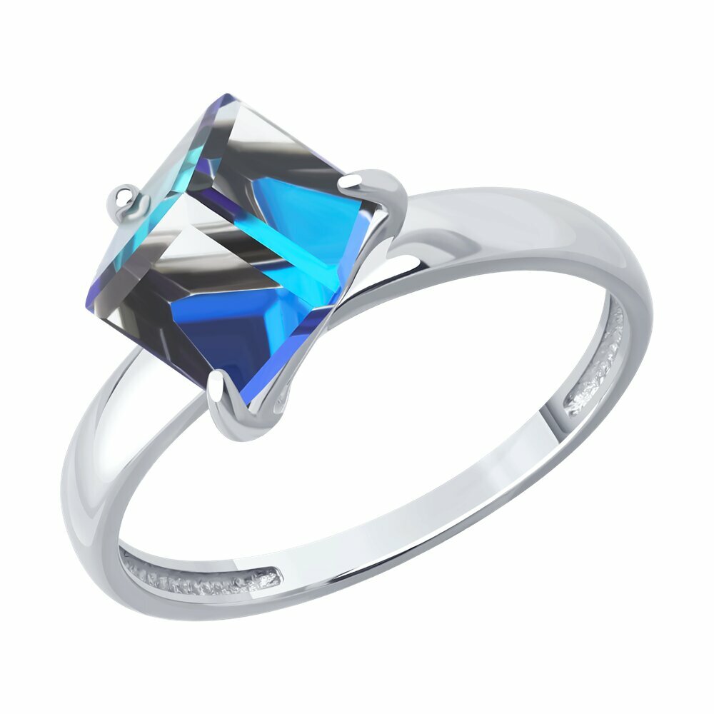 Кольцо Diamant, серебро, 925 проба, родирование, кристаллы Swarovski, размер 17.5