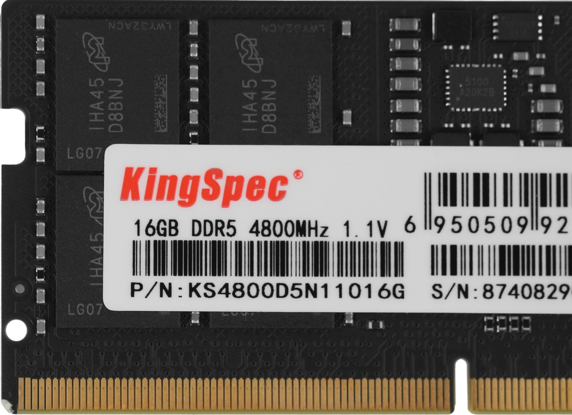 Память DDR5 16GB 4800MHz Kingspec KS4800D5N11016G RTL PC5-38400 CL40 SO-DIMM 288-pin 1.1В single ran — фото 1