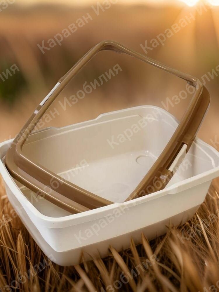 Картинки Лоток для кошек с бортом, туалет для кошек/Туалет лоток для животных с бортом, цвет бежево-коричневый 265x370x125(h)mm