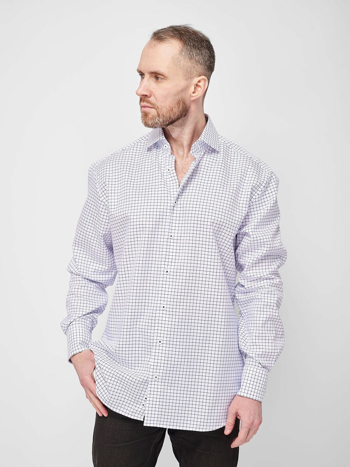 Рубашка Eterna Modern Fit, размер 45, blue